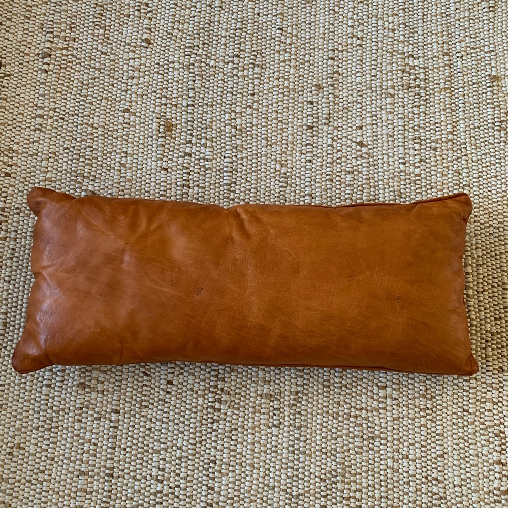 Moroccan Brown Leather throw pillow.
